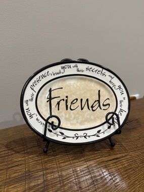 Friends Decorative Oval Plate - Cream and Black